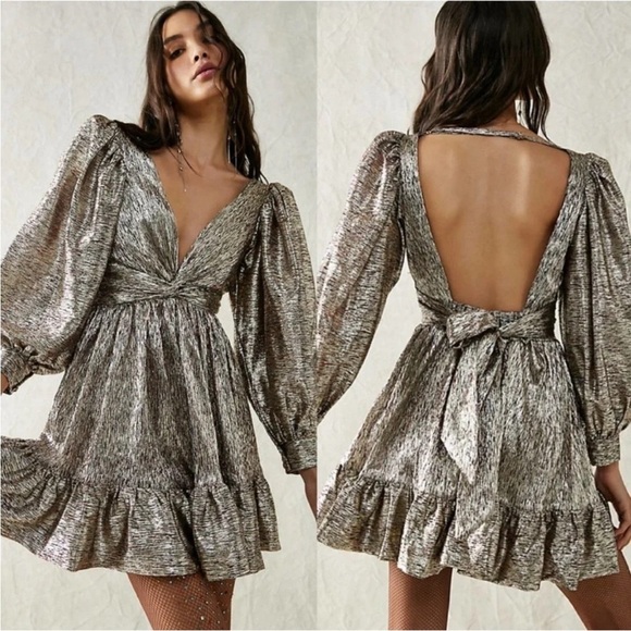 Sabina Musayev Roxana Metallic Mini Dress - Picture 1 of 12